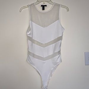 Forever 21 White Mesh Bodysuit